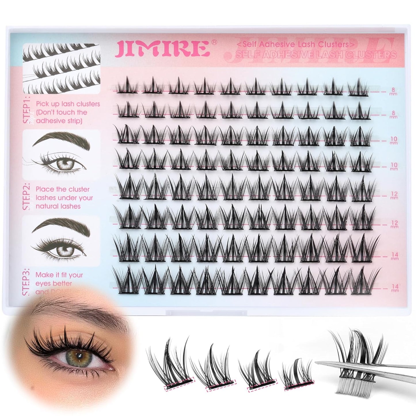 Manga-Inspired Self-Adhesive Eyelashes - Natural Look 8-14MM Wispy Clusters for Anime Glam! Reusable & Easy to Apply!